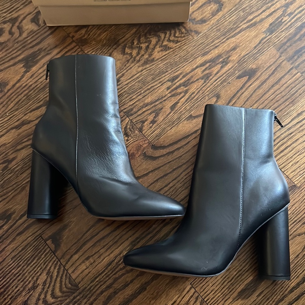 Faux Leather Heeled Boots